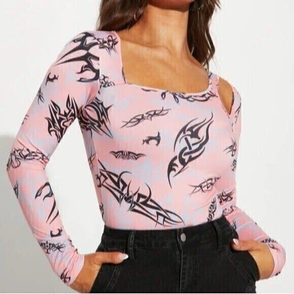 Asymmetrical Neck Cut Out Shoulder Bodysuit Size Small RefN17 - Picture 2 of 8